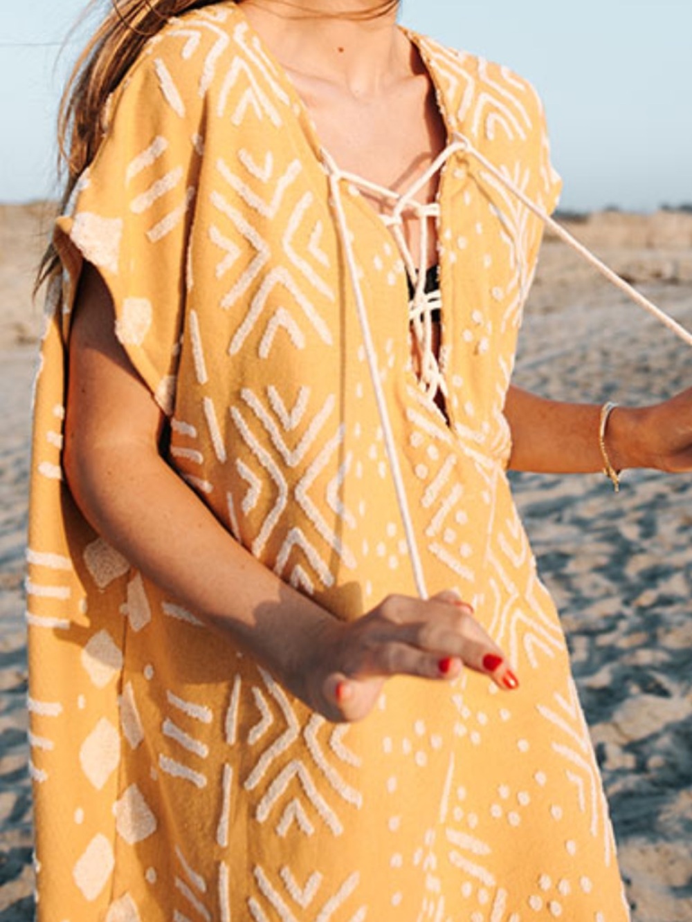 Sand Cloud Women’s Mustard Yellow Beach Adobe Mud Cover-Up Tunic - Picture 3 of 10